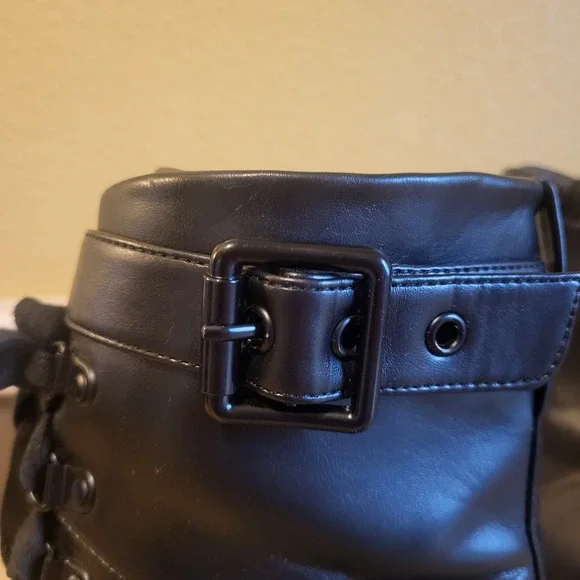 Mix No.6 Boots Valera Lace Up Combat Block Heels Black Faux Leather Women's 8M - Picture 8 of 16